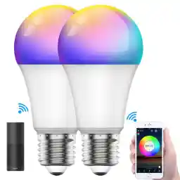 SKY-TOUCH 2Pcs Smart Led Bulb E27 Remote Control Color Adjustable Light Works With Amazon Alexa/Echo Google Home/Assistant, 190V/240V, 10W, 800 Lumens