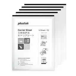 Plustek A4 / Letter Size Document Carrier Sheets (Pack of 5) - Protects Fragile Paper and A3 Size Document by Folding Support Epson, Brother, Fujitsu and Canon Document Scanner
