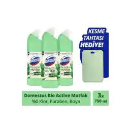 Domestos Çamaşır Suyu Bio Active Mutfak Maksimum Hijyen 750 ml X3 Mikrofiber Bez Hediye