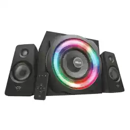 Trust Gaming GXT 629 Tytan 2.1 PC Lautsprecher mit Subwoofer, 120 W, 3,5 mm AUX Klinke, PC Boxen mit RGB LED Beleuchtung, Gaming Lautsprecher für PC, Laptop, Computer, Tablet, Smartphone - Schwarz