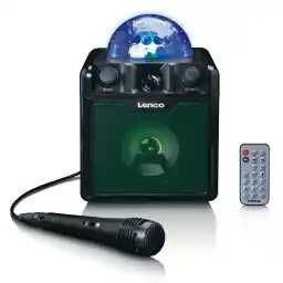 Lenco BTC-055BK - Karaoke Lautsprecher mit Bluetooth® und Mikrofon - Diskokugel