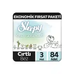 Sleepy Bio Natural Premium Plus Ekonomik Fırsat Paketi Bebek Bezi 3 Numara Midi 84 Adet