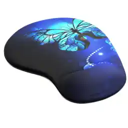 CSL Mauspad mit Gelkissen & Handgelenkauflage, Komfort Office Mousepad, butterfly