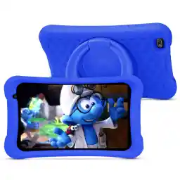PRITOM L8 Kinder-Tablet, für Kinder von 2-12 Jahren, 8 Zoll HD-IPS-Display Android 10 Kinder-Tablet, Quad-Core-Prozessor, 2 GB RAM 32 GB ROM, 2.0 Frontkamera + 8.0 MP Rückfahrkamera, Blaue kindersichere Hülle