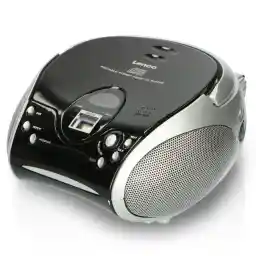 Lenco SCD-24 Black/Silver - Tragbares FM-Radio mit CD-Player - Kopfhöreranschluß - Silber/Schwarz