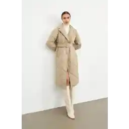 Setre Bej Kemer, Düğme Ve Cep Detaylı Şişme Kaban