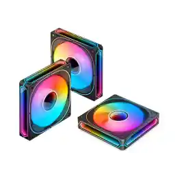 JONSBO FR-505B(Positive) 3 PACK, 120mm Case Fan, Positive Blade, H25MM ARGB Infinity Mirror Series,3 Sides ARGB lighting along with the Front ARGB ,Lower noise level,3pcs in Pack, Black