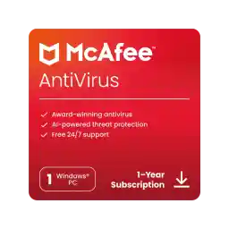 McAfee AntiVirus (Windows) 2025 - 1 Device - 1-Year Subscription with Auto-Renewal (Digital Download)