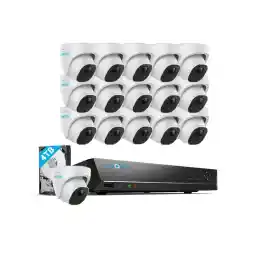 Reolink 4K 16CH Smart PoE Security Camera System,16pcs 8MP IP Camera Support Huam/Car Detect IP66 Waterpoof +16CH NVR Pre-Installed with 4TB HDD(Include 16x18M Cat5 Cable) - RLK16-820D16-A