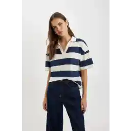 Defacto Relax Fit Çizgili Penye Kısa Kollu Polo Tişört C4072ax24sp