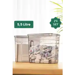 Vienev 2'li Deterjan Etiketli 5,5 Litre Strip Mega Boy Deterjan Saklama Kutusu Antrasit