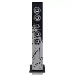 Ices IBT-6 NY Liberty - Lautsprecherturm mit Bluetooth®, FM-Radio, USB- und SD-Karten-Player - Schwarz/Grau
