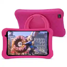PRITOM L8 Kinder-Tablet, für Kinder von 2-12 Jahren, 8 Zoll HD-IPS-Display Android 10 Kinder-Tablet, Quad-Core-Prozessor, 2 GB RAM 32 GB ROM, 2.0 Frontkamera + 8.0 MP Rückfahrkamera, Rosa kindersichere Hülle