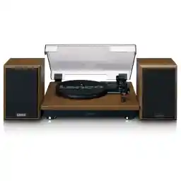 Lenco LS-100WD - Plattenspieler mit Riemenantrieb und Holzgehäuse - 2 Externe Lautsprecher - Kopfhöreranschluß - Holz