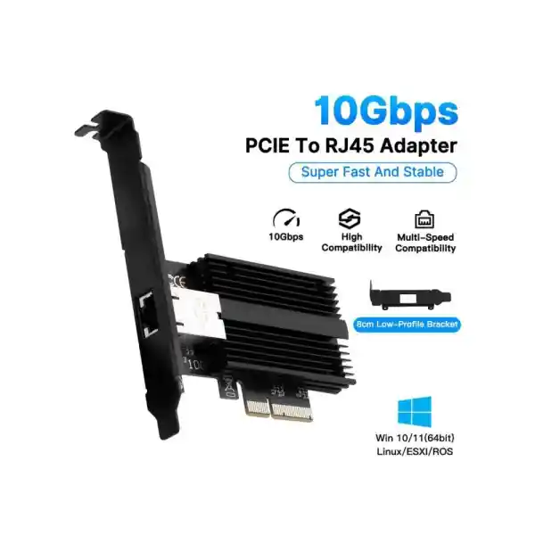 DERAPID 10G Base-T PCI-e Network Card AQC113 Controller 10Gb Ethernet Adapter PCI-E X4 X8 X16 to RJ45 Port NIC Card for Gaming Offfice,Compatible with Windows10/11/Windows Server/Linux