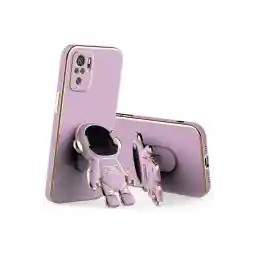 Tria Xiaomi Redmi Note 10 S Arkası Renkli Gold Detaylı Astronot Standlı Yumuşak Silikon Telefon Kılıfı