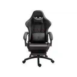 Dowinx High Back Gaming Chair with Massage Lumbar Support, Game Chair with Adjustable Headrest, Ergonomic Office Chair, Racing Chair with Footrest, PU Leather, Black