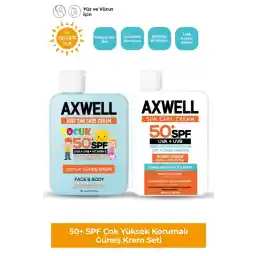 AXWELL 50+ Spf Yetişkin Ve Çocuk Güneş Kremi Seti