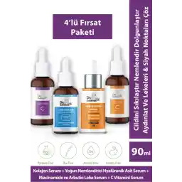 Dr. Galenus Kolajen, C Vitamini, Hyalüronik Asit Ve Koyu Leke Karşıtı Dörtlü Bakım Serum Seti (90 ML)