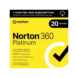 Norton 360 Platinum 2026, Antivirus software for 20 Devices with Auto-Renewal – Includes Advanced AI Scam Protection, VPN & PC Cloud Backup [Download]