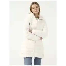 S212005-102W Essential Maxi Length Beyaz Kadın Kapüşon Yaka Regular Fit Mont