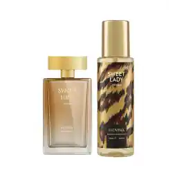 ادوپرفیوم زنانه مدل Sweet lady به همراه بادی اسپلش مدل Sweet lady | النترا