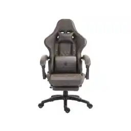 Dowinx High Back Gaming Chair with Massage Lumbar Support, Game Chair with Adjustable Headrest, Ergonomic Office Chair, Racing Chair with Footrest, PU Leather, Brown