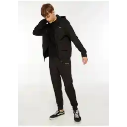 Siyah Erkek Fermuarlı Regular Fit Yelek Performance Coll. Suit Track Suit