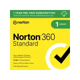 Norton 360 Standard 2026, Antivirus software for 1 Device with Auto-Renewal – Includes Advanced AI Scam Protection, VPN, & PC Cloud Backup [Download]