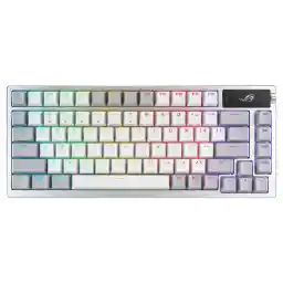 ASUS ROG Azoth 75 Wireless DIY Custom Gaming Keyboard, OLED display, Gasket-Mount, Three-Layer Dampening, Hot-Swappable Pre-lubed ROG NX Storm Switches & Keyboard Stabilizers, PBT Keycaps, RGB - White