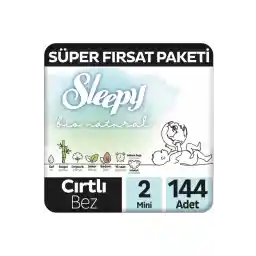 Sleepy Bio Natural Premium Plus Süper Fırsat Paketi Bebek Bezi 2 Numara Mini 144 Adet