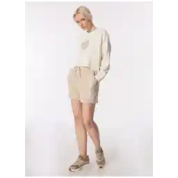 D4SL-SHT3023 Bej Standart Fit Baskılı Kadın Sweat Şort