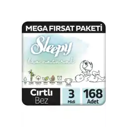 Sleepy Bio Natural Premium Plus Mega Fırsat Paketi Bebek Bezi 3 Numara Midi 168 Adet