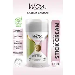WOU World of Unique Stick Krem, Koltuk Altı Terleme Önleyici 48 Saat Etkin Koruma Vegan, Kadın Koltuk Altı Stick 75ml