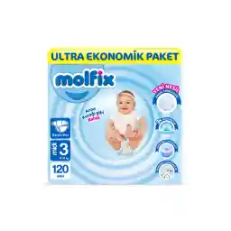 Molfix Bebek Bezi 3 Beden Midi Ultra Ekonomik Paket 120 Adet