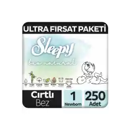 Sleepy Bio Natural Premium Plus Ultra Fırsat Paketi Bebek Bezi 1 Numara Newborn 250 Adet