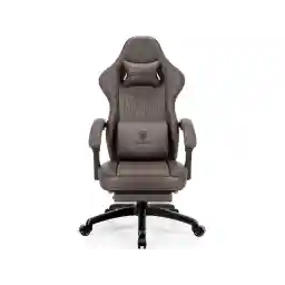 Dowinx Gaming Chair with Pocket Spring Cushion Vintage Style, Breathable PU Leather Gamer Chair, Ergonomic Computer Chair with Massage Lumbar Support and Footrest (Brown)