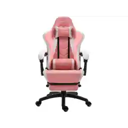 Dowinx Ergonomic Gaming Chair with Massage Lumbar Support, High Back Office Computer Chair with Footrest, Racing Style Recliner PU Leather Gamer Chairs, Pink