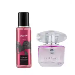 عطر جیبی زنانه مدل Versace Bright Crystal به همراه بادی اسپلش زنانه مدل Delight | النترا