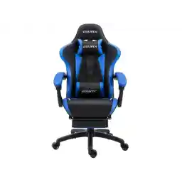 Dowinx Ergonomic Gaming Chair with Massage Lumbar Support, High Back Office Computer Chair with Footrest, Racing Style Recliner PU Leather Gamer Chairs, Blue