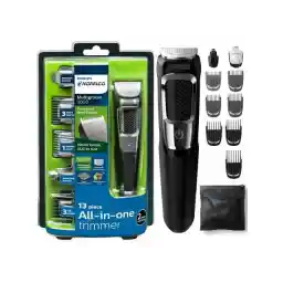 Philips Norelco Multi Groomer All-in-One Trimmer Series 3000-13 Piece Mens Grooming Kit for Beard, Face, Nose, Ear Hair TriMG3750/60