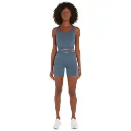 00GWS4K1955BX-WO - Tank (Cropped) Kadın Mavi Bisiklet Yaka Normal Kalıp Atlet