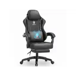 Dowinx Gaming Chair with Pocket Spring Cushion, Ergonomic Computer Chair with Footrest and Lumbar Support for Office or Gaming, Black