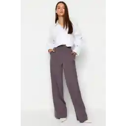 Trendyol Bruine Wijde Pijpen/Wijde Pijpen Geweven Stoffen Broek Twoaw22Pl0139