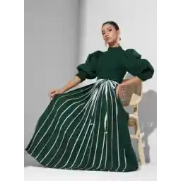 Plisse Puff Sleeve Dress