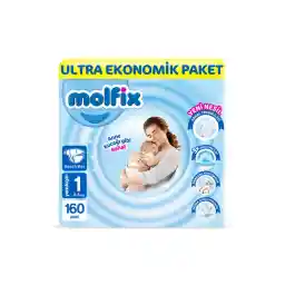 Molfix Bebek Bezi 1 Beden Yenidoğan Ultra Ekonomik Paket 160 Adet