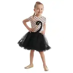 Denokids Kiz Cocuk Siyah Elbise Tüllü Tütü Elbise Abiye Puantiye Elbise
