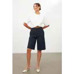 Setre Lacivert Çizgi Detaylı Cepli Şort