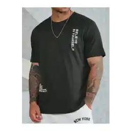 Altamira Erkek Siyah Believe Baskılı Oversize T-shirt