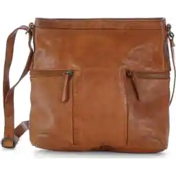 Bear Design Medium Schoudertas / Crossbody Tas Dames - Leer - Cow Lavato - Cognac